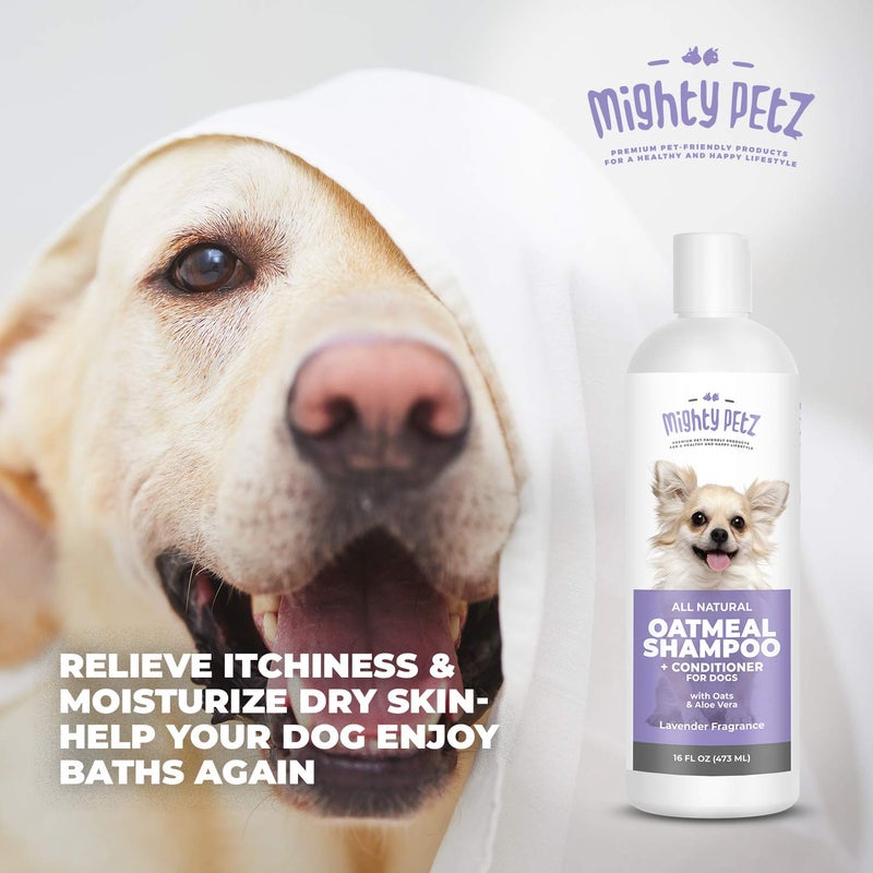 Mighty Petz 2-in-1 Oatmeal Dog Shampoo and Conditioner â€“ 16 oz Natural Support for Allergies, Itchy Sensitive Skin. Moisturizing & pH Balanced for Dogs with Oatmeal and Aloe Vera - Image 5